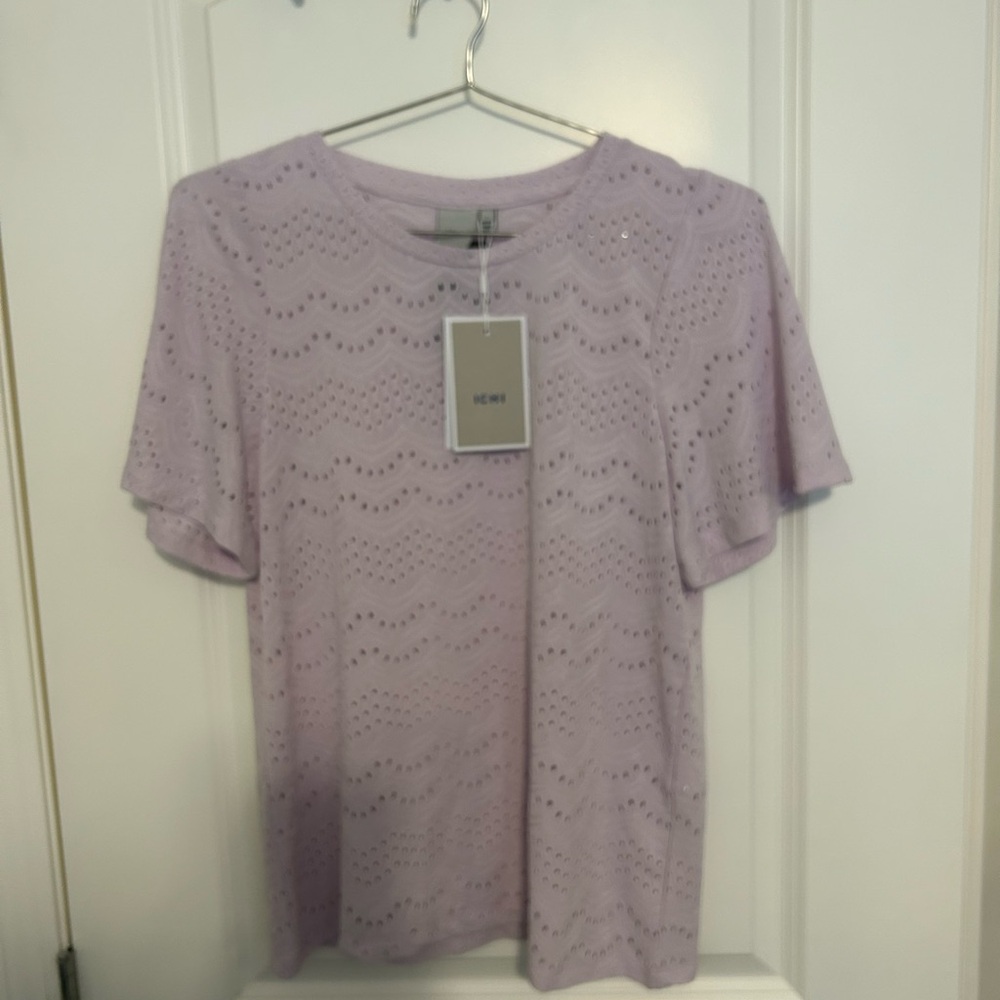 Lavender Eyelet Short Sleeve Top